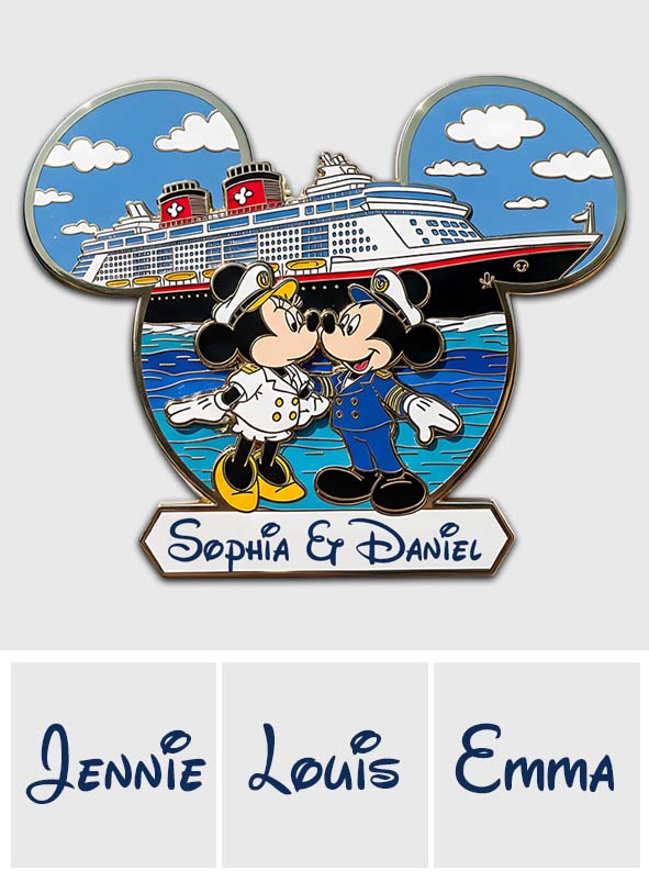 Mouse Couple Cruise Trip - Personalized Mouse Pin