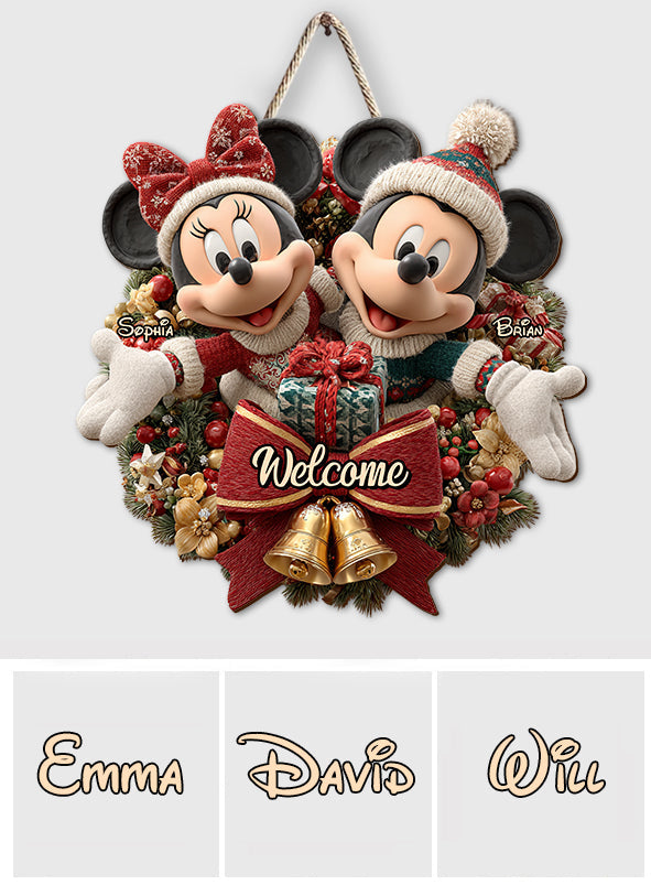 Welcome To Our Home - Personalized Mouse Custom Shaped Wood Sign