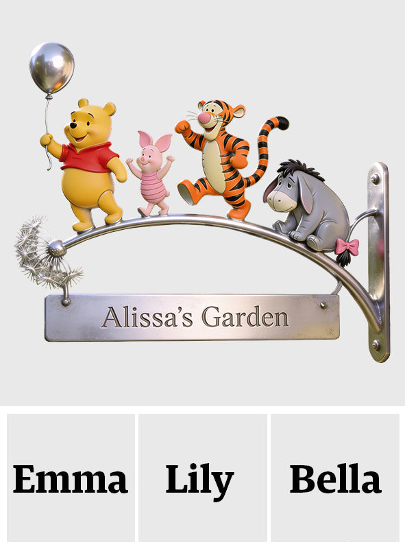 Bear Friends - Personalized Yellow Bear Wooden Wall Mount Sign