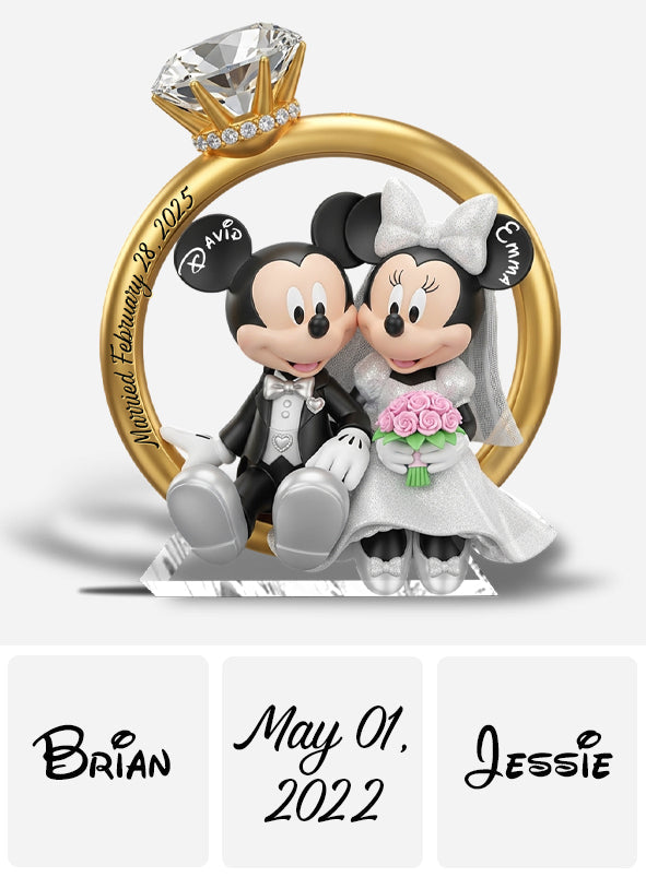 Happy Anniversary Mouse Couple - Personalized Mouse Custom Shaped Acrylic Plaque