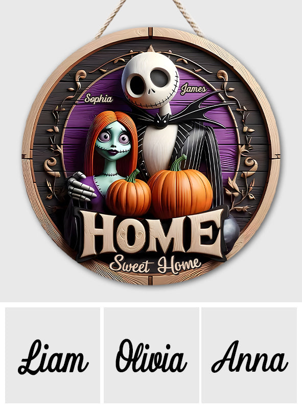 Home Sweet Home - Personalized Nightmare Round Wood Sign