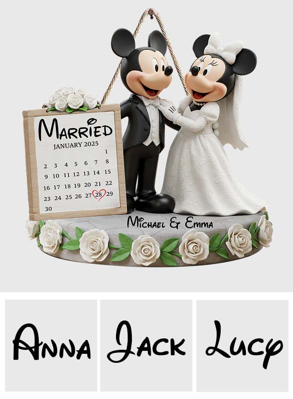 Happy Anniversary Mouse Couple - Personalized Mouse Custom Shaped Wood Sign