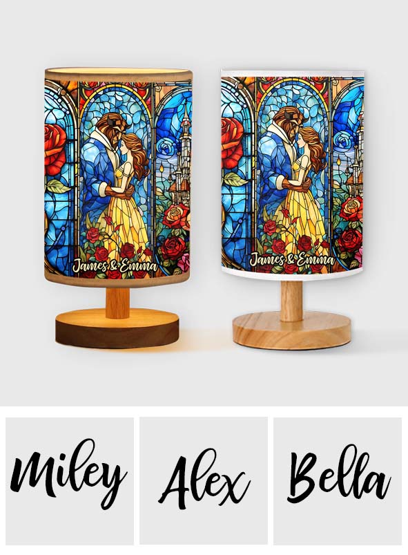 You & Me - Personalized Mouse Table Lamp with Wood Base