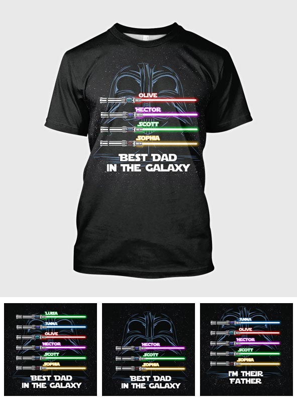 Best Dad In The Galaxy - Personalized The Force All Over Shirt
