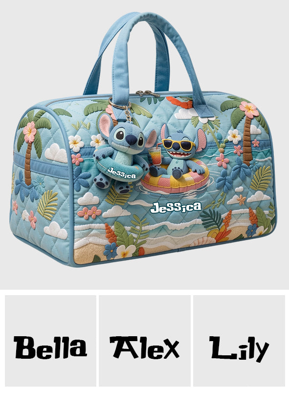 Blue Monster Summer Vibes - Personalized Ohana Quilt Duffle Bag & Plush Charm