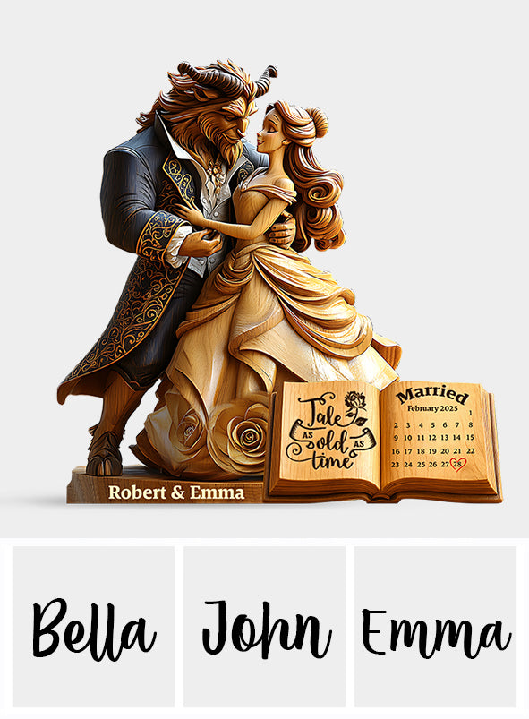 Tale As Old As Time - Personalized Couple Custom Shaped Acrylic Plaque