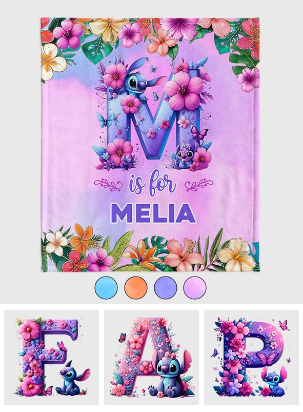 Blue Ohana Alphabet Letter Custom Name - Personalized Ohana Blanket