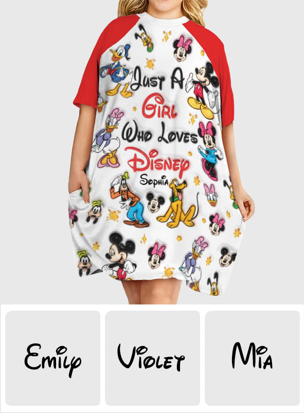 Just A Girl Who Loves Magic - Personalized Mouse Sleep T-shirt Dress