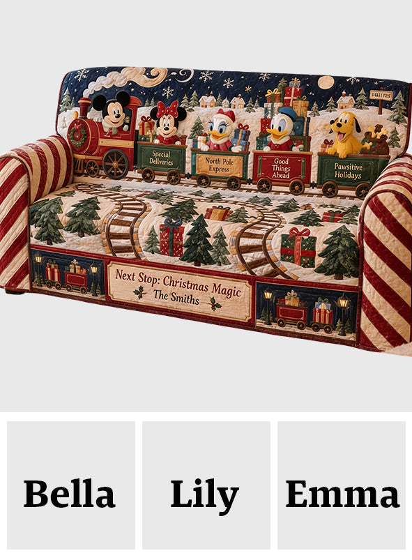 Merry Christmas - Personalized Mouse Quilted Sofa/Couch Cover