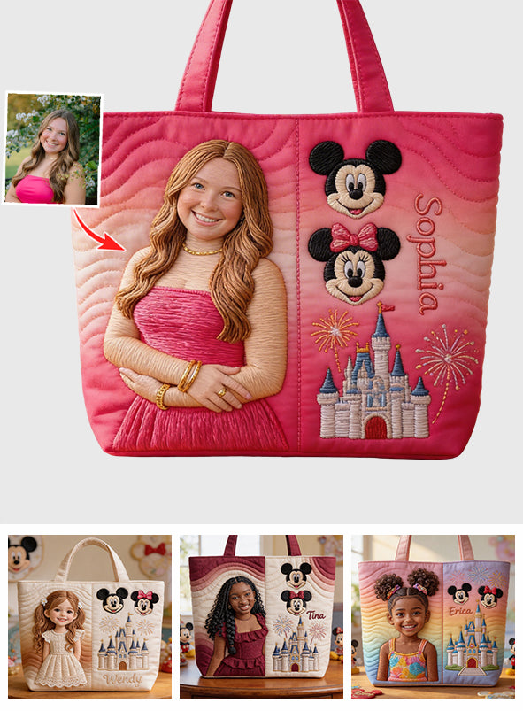 Custom Any Photo Magical Mouse Ears - Personalized Dream Trip Quilted Tote Bag
