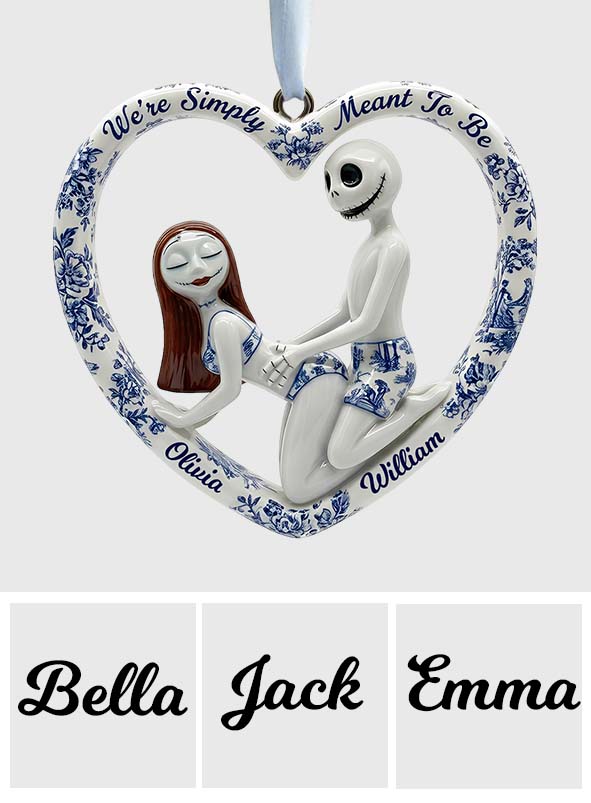 Blue Toile De Jouy Naughty Skeleton - Personalized Nightmare Ornament