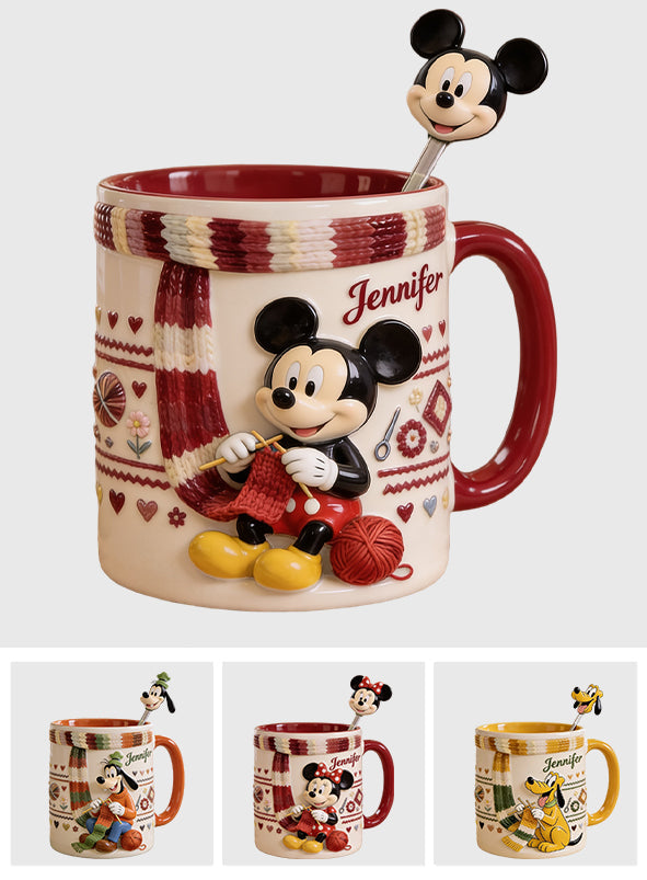 SHH I'm Crocheting - Personalized Mouse Set Accent Mug with Acrylic Stirrers