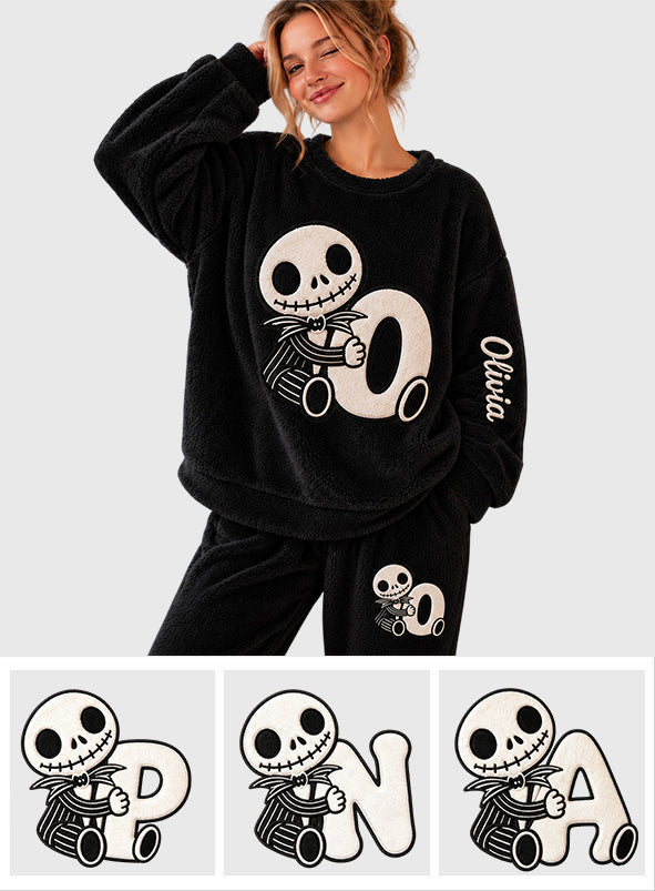Skeleton Letter - Personalized Nightmare Fleece Lounge Set