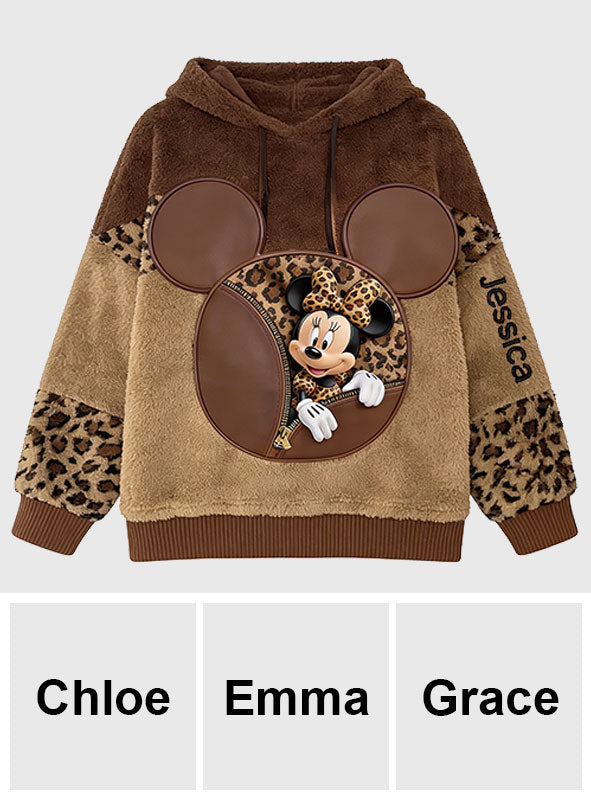 Magic Leopard Print Color - Personalized Mouse Fleece Hoodie