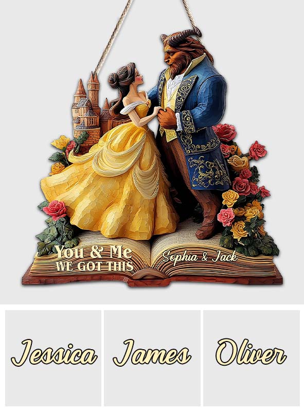 You & Me - Personalized Couple Custom Shaped Wood Sign