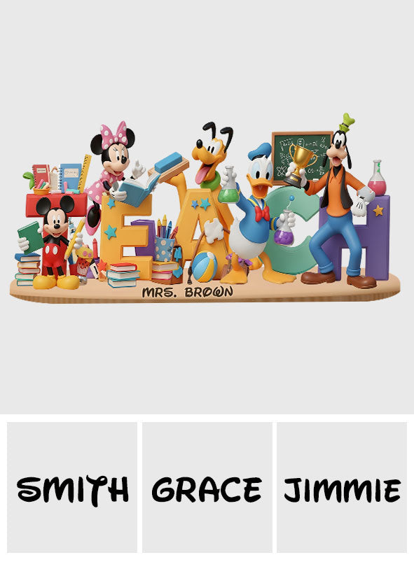 Teaching is a Work of Heart - Mouse Pals - Personalized Teacher Custom Shaped Acrylic Plaque