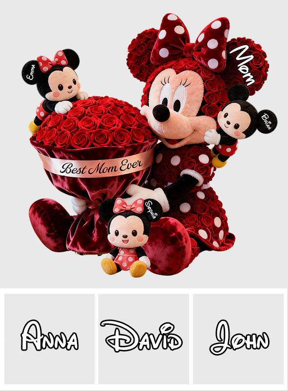 Cute Cartoon Mom - Personalized Mouse Premium Faux Fur Pillow