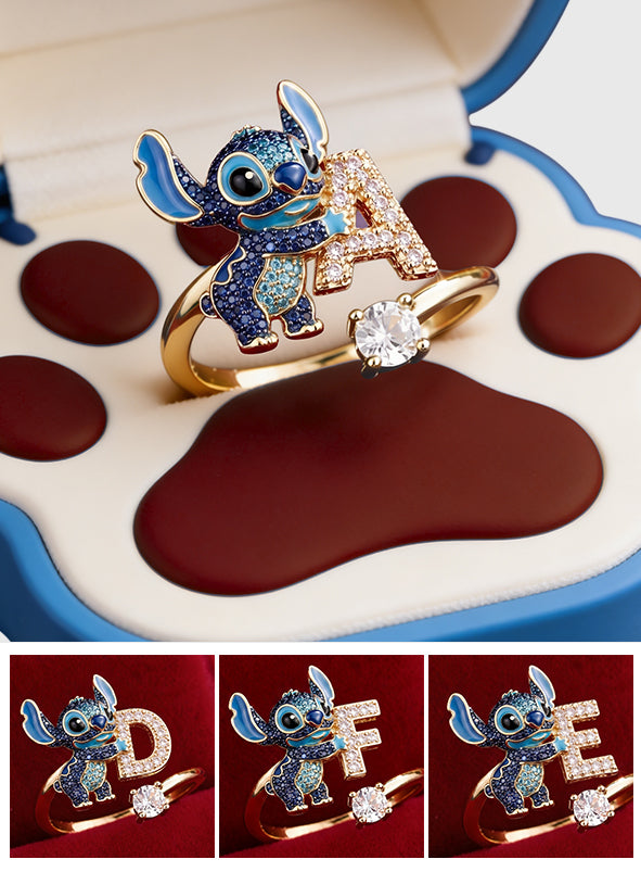 Cute Blue Alien - Personalized Ohana Adjustable Shaped Ring