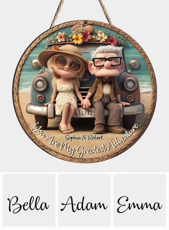 Summer Vibe You Are My Greatest Adventure - Personalized Couple Round Wood Sign