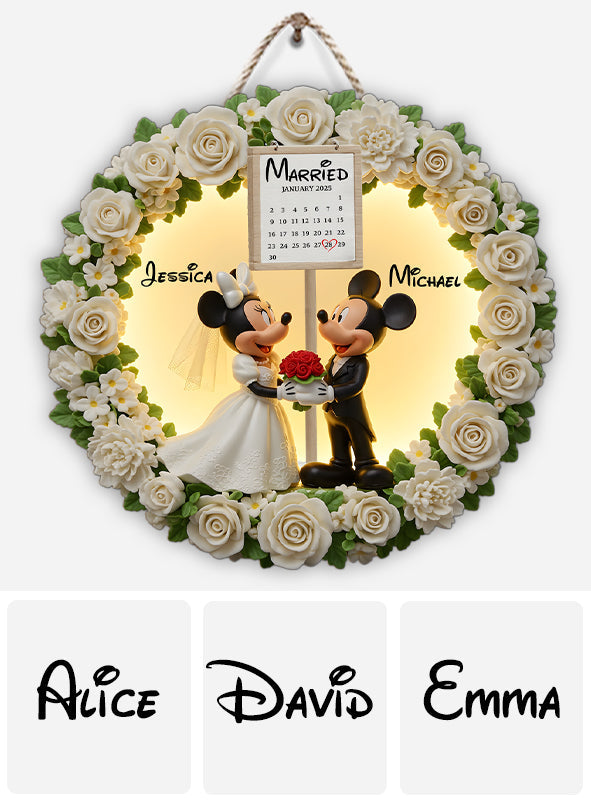 Happy Anniversary Mouse Couple - Personalized Mouse Custom Shaped Wood Sign