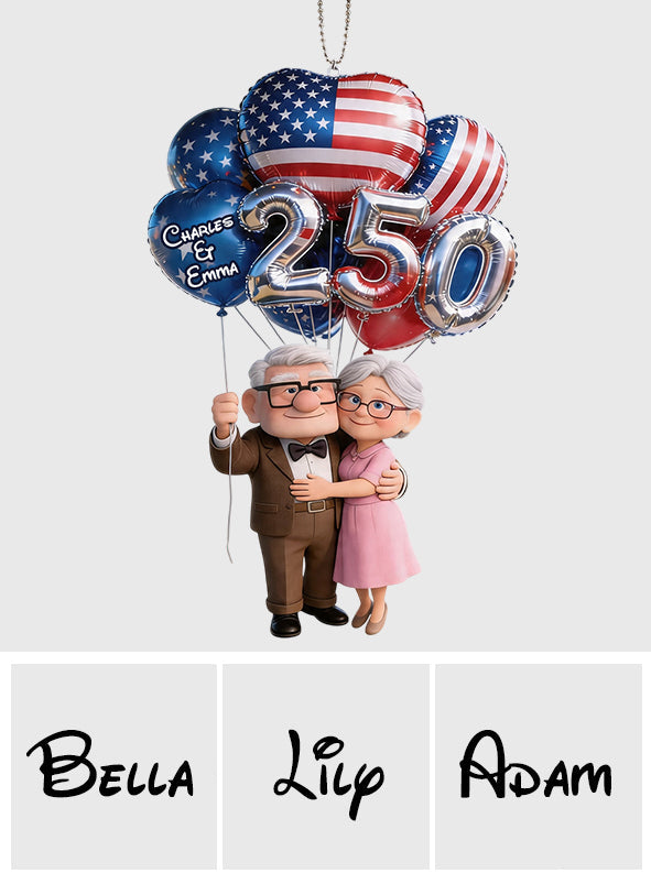 Hanging Balloons Old Couple 250 - Personalized Up Movie Couple Transparent Car Ornament