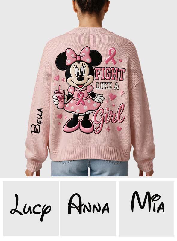 Fight Like A Girl - Personalized Breast Cancer Awareness Cardigan Sweater