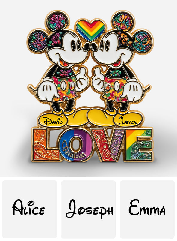 Rainbow Mouse Couple Love - Personalized LGBT Support Custom Shaped Acrylic Plaque