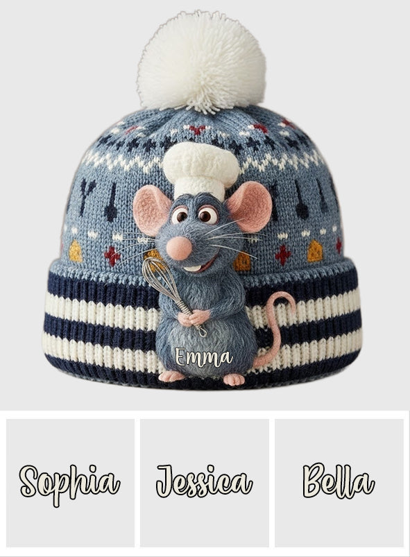 French Rat Chef - Personalized Mouse Beanie Hat With Patches