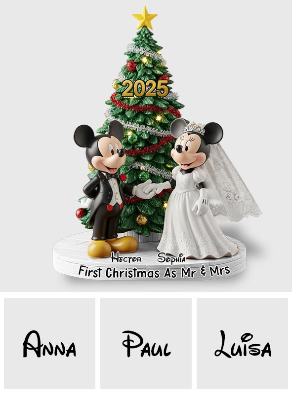 First Christmas as Mr. & Mrs - Personalized Mouse Custom Shaped Acrylic Plaque