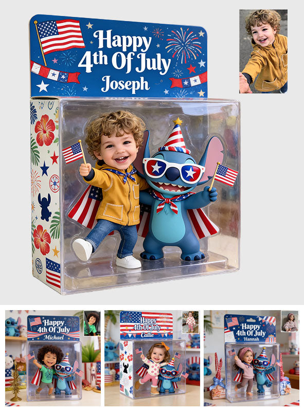 Happy 4th Of July With Monster - Personalized Ohana Acrylic Display Box