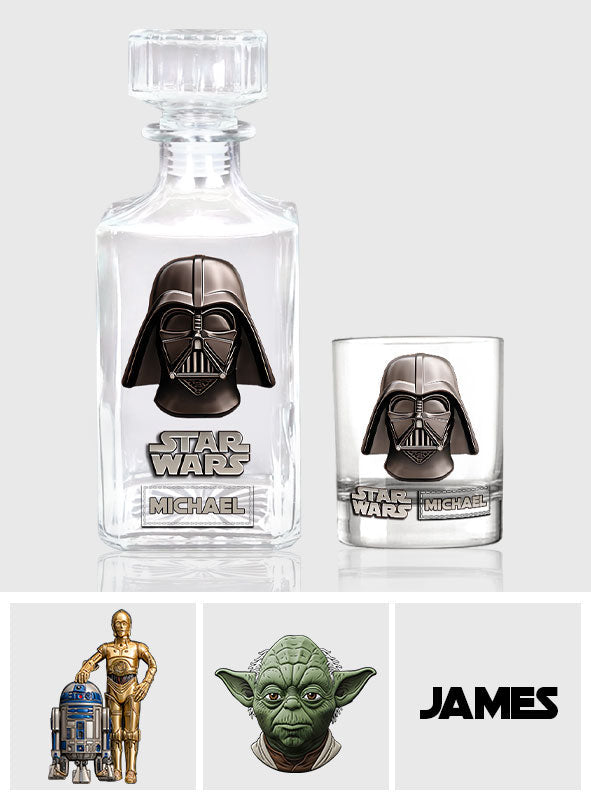 The Black Armored Commander Custom Name - Personalized The Force Whiskey Decanter Set