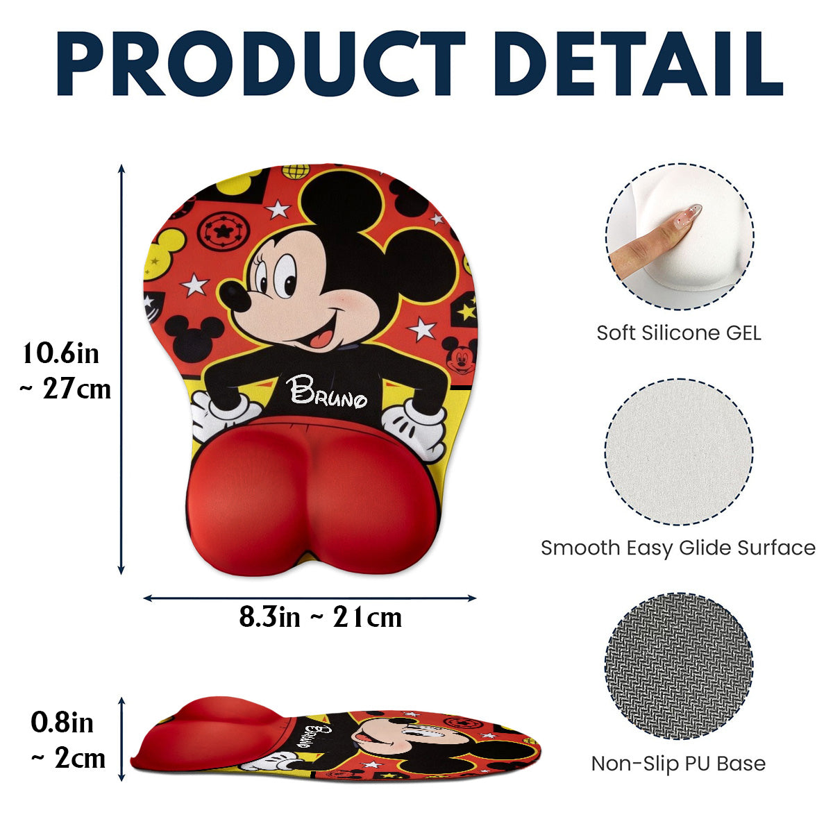 Cartoon Mouse Lover, Funny Gift for Co-workers - Personalized Mouse 3D Mouse Pad