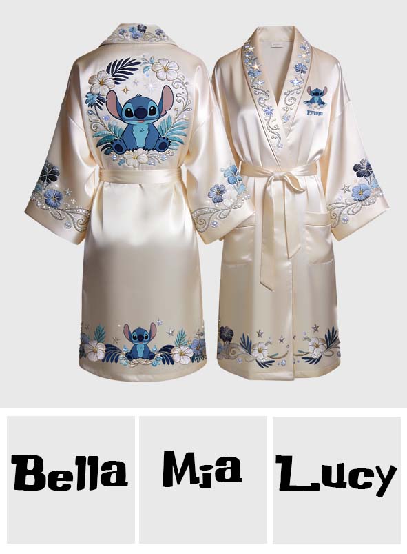 Cute Alien - Personalized Ohana Satin Robe