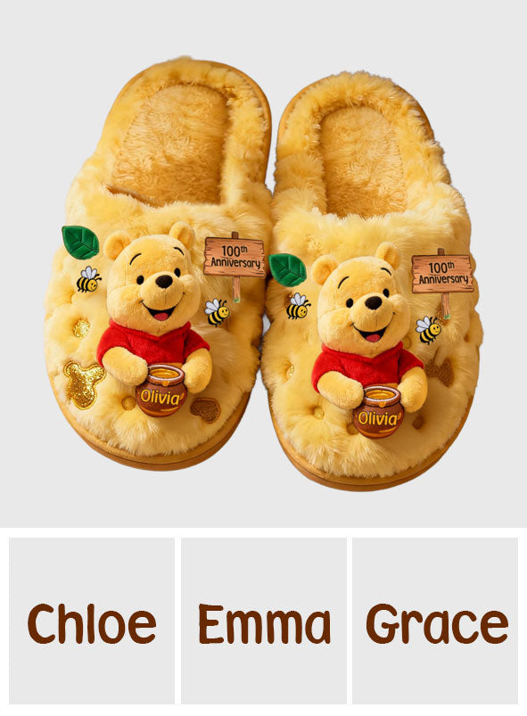 100th Anniversary - Personalized Yellow Bear Slippers