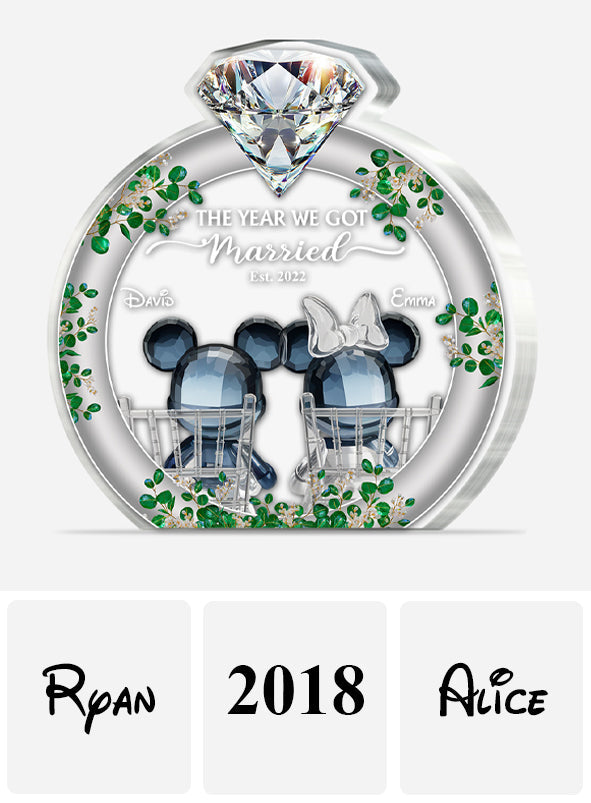 The Year We Got Married - Personalized Mouse Custom Shaped Acrylic Plaque
