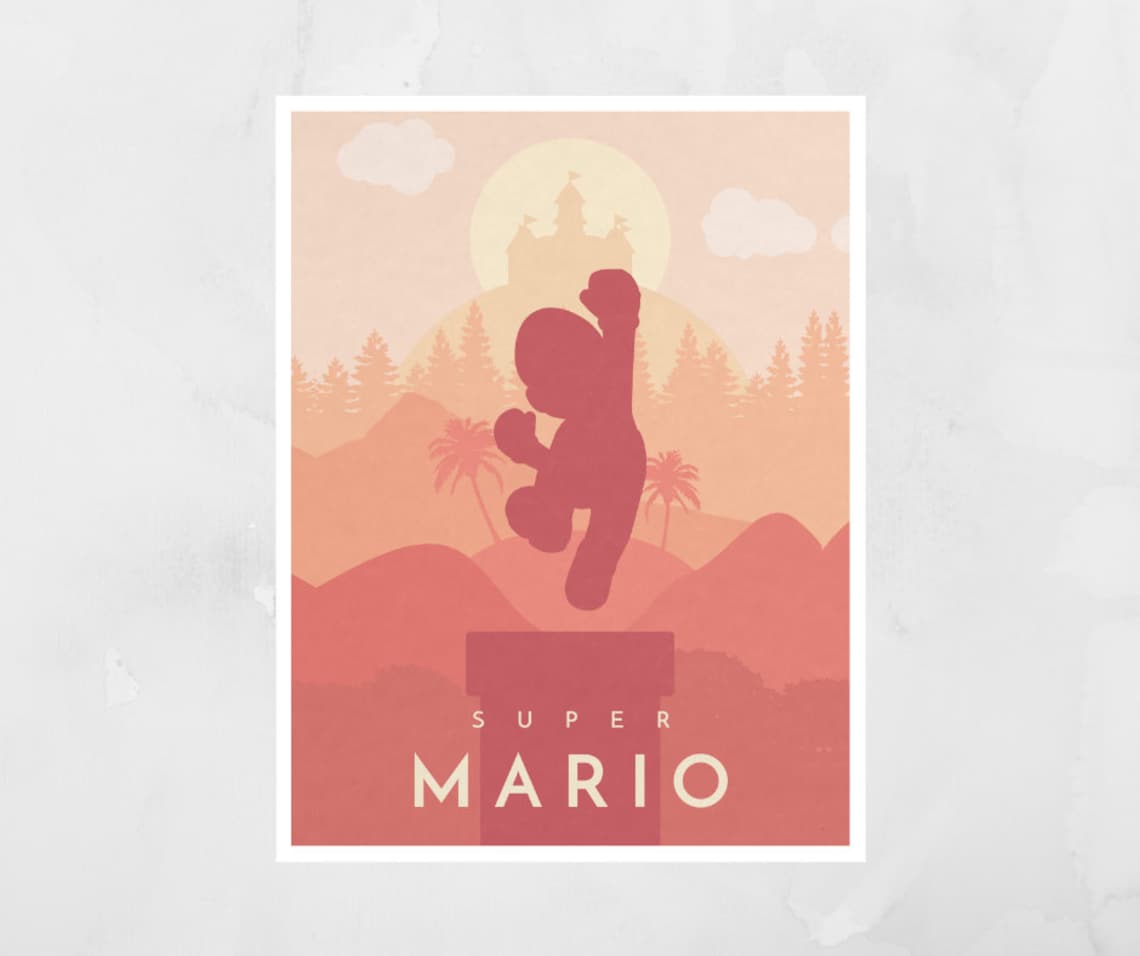 Retro Silhouette Super Plumber Canvas and Poster 0523