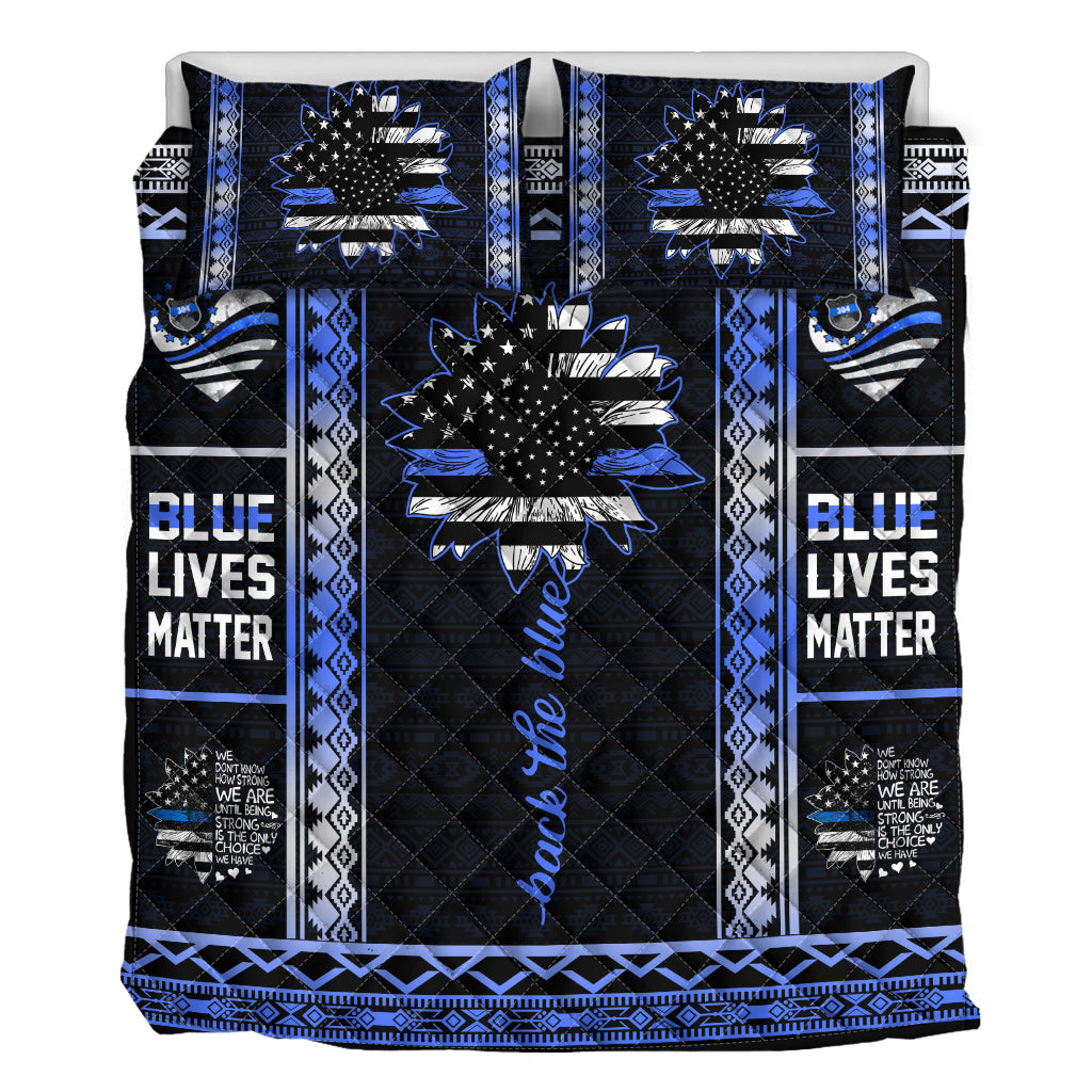 Back The Blue Police Officer Quilt Set 0622
