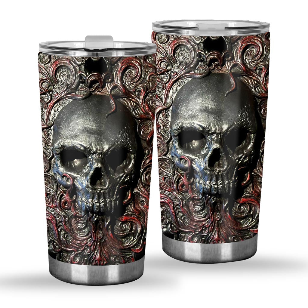 Skull Metal Pattern Print Skull Tumbler 0622