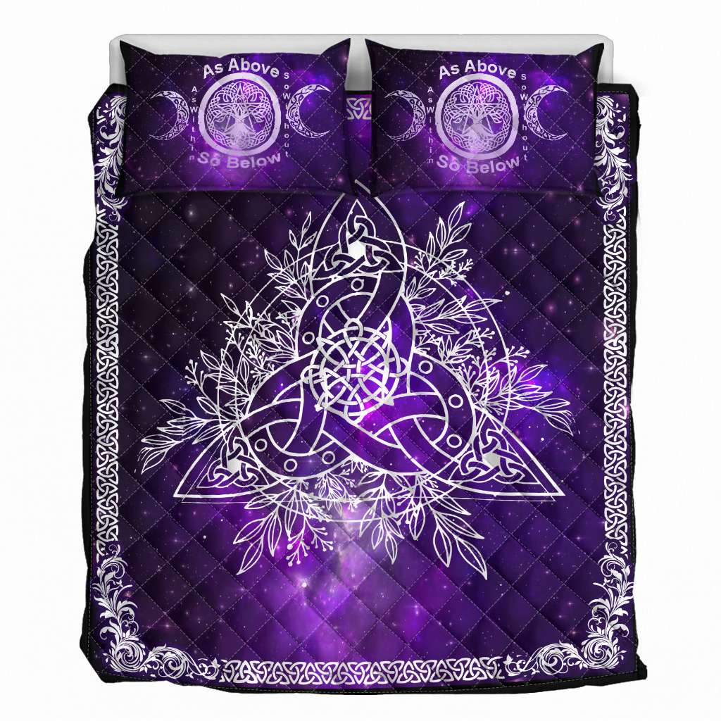 Celtic Wicca Triquetra Wicca Pagan - Witch Quilt Set 0822
