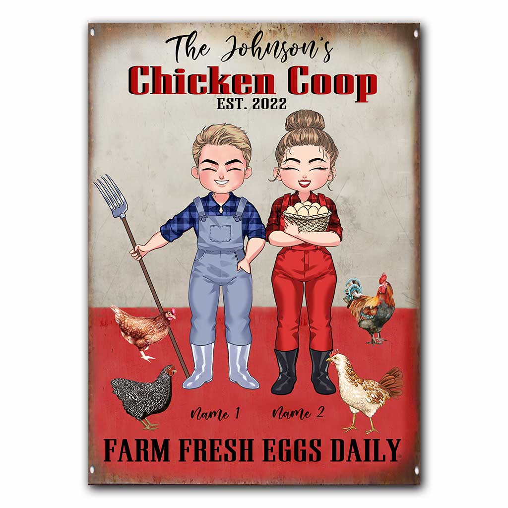 Chicken Coop - Personalized Chicken Rectangle Metal Sign