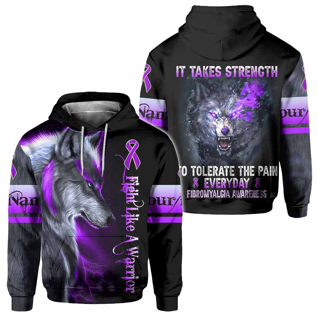 Fight Like A Warrior - Personalized Fibromyalgia Awareness All Over T-shirt and Hoodie