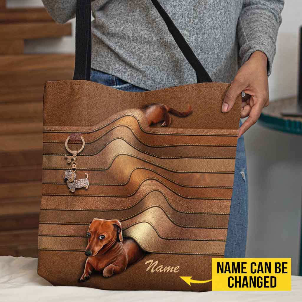 Lovely Dachshund Personalized Tote Bag