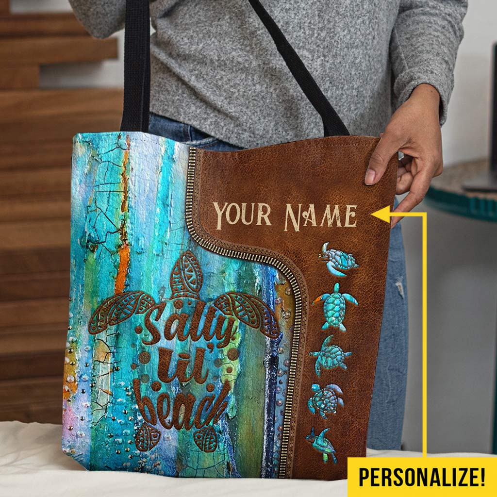 Blue Turtle Personalized Tote Bag