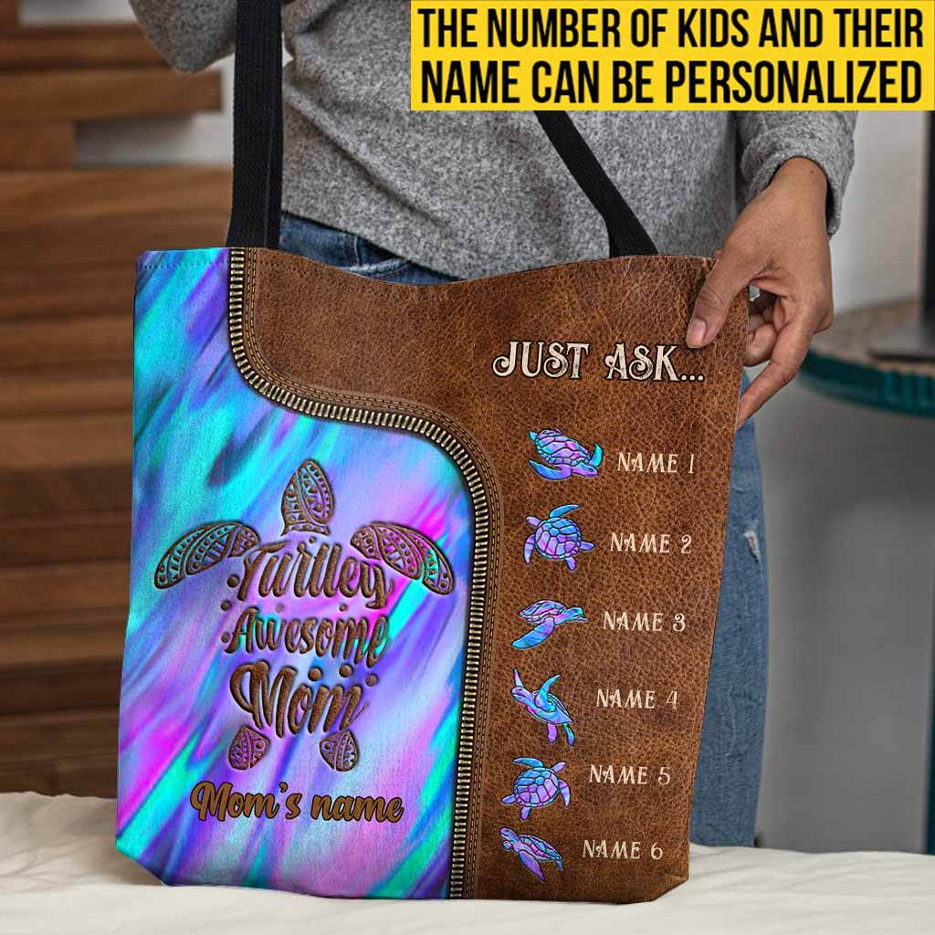 Turtley Awesome Mom Personalized Tote Bag