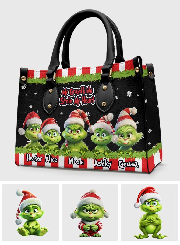 My Grandkids Stole My Heart - Personalized Grandma Leather Handbag