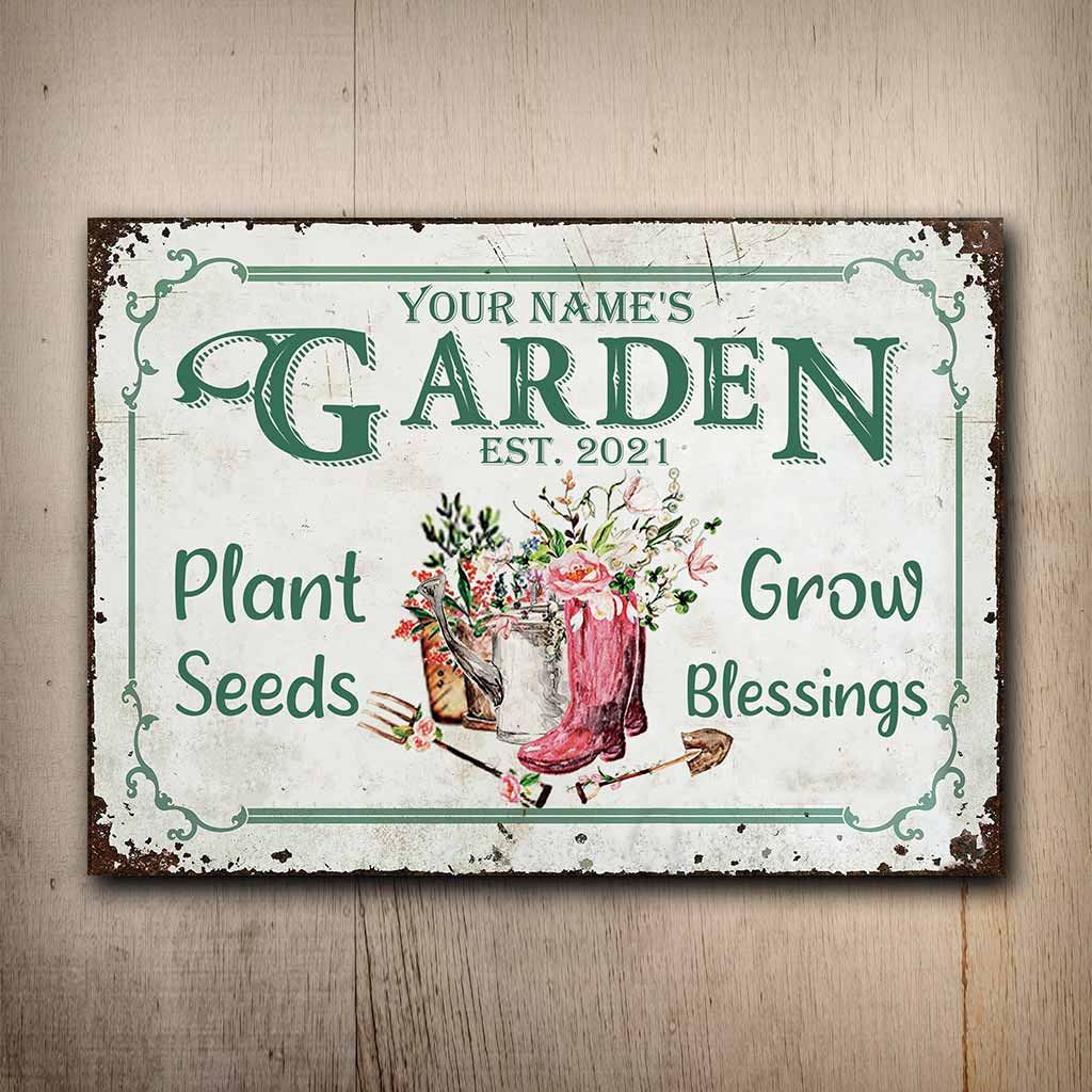 Plant Seeds - Gardening Personalized Rectangle Metal Sign