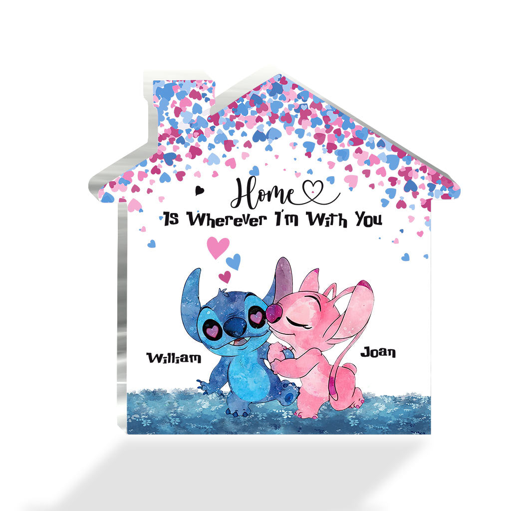 Home Is Wherever I'm With You - Personalized Couple Ohana Custom Shaped Acrylic Plaque