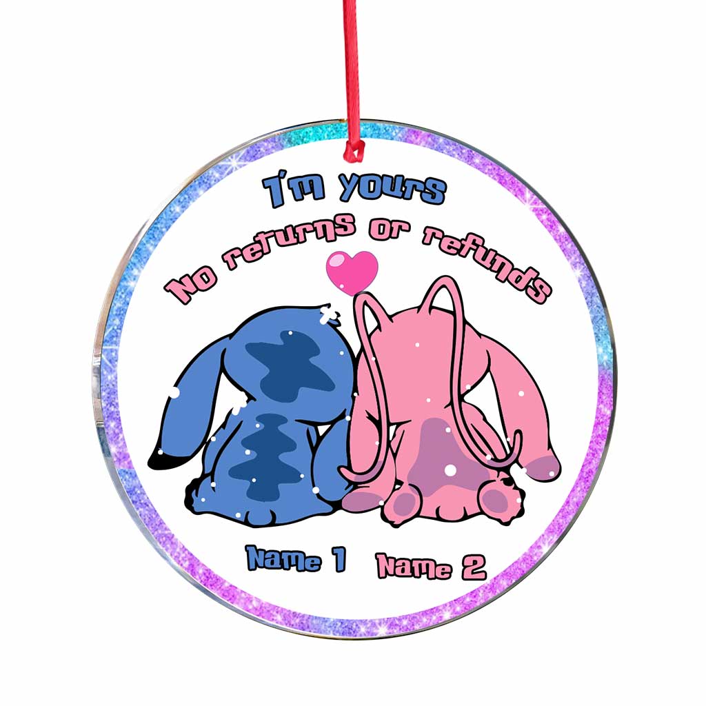 I'm Yours No Returns Or Refunds - Personalized Christmas Couple Transparent Ornament