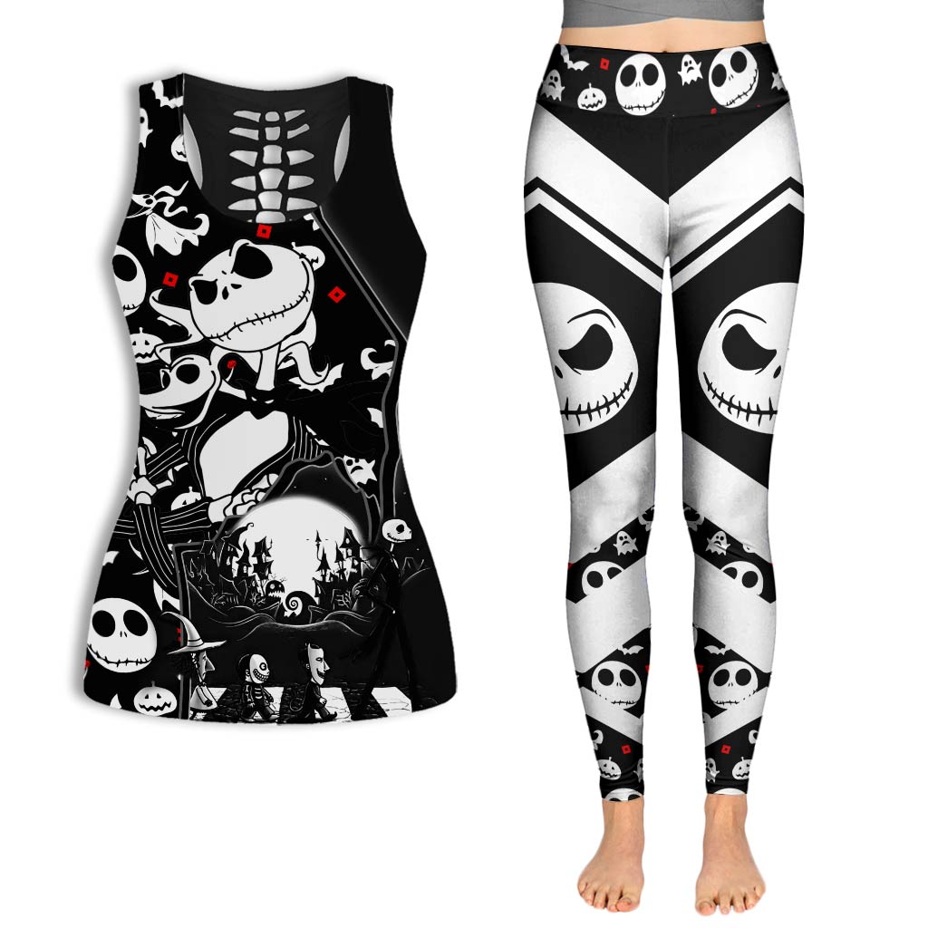 Purple Sugar Skull Nightmare Hollow Tank Top and Leggings