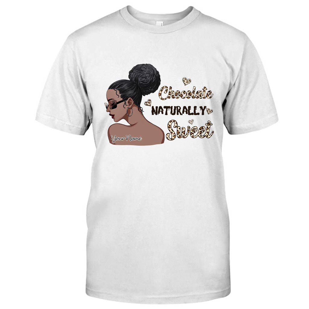 Chocolate Naturally Sweet Afro Girl - Personalized African American T-shirt and Hoodie